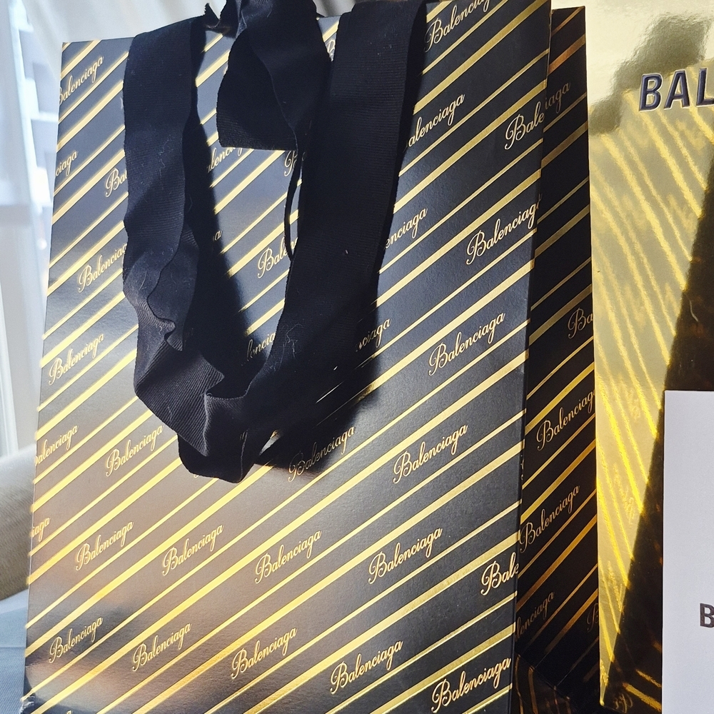 Balenciaga Rare Luxury Set Of 2 Gold and Black Gift Bags - Picture 3 of 7